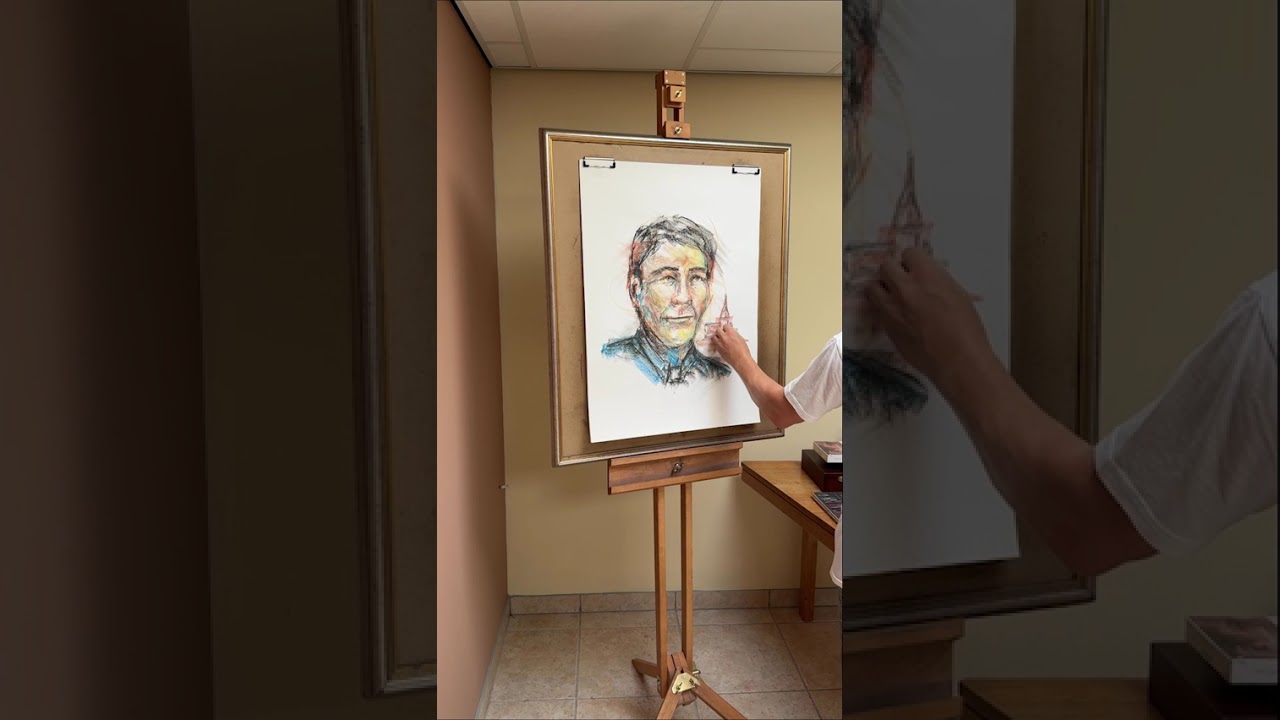 "Man of God" is a powerful pastel drawing created by artist Richard Stuttle