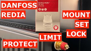 Danfoss REDIA. How to lock, limit, set, thief protect and mount radiator head.