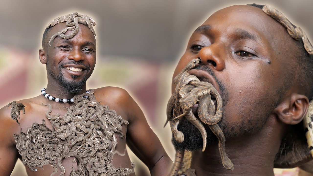 A Man Covered With Thousands Of Snakes On His Body  EXTRAORDINARY PEOPLE