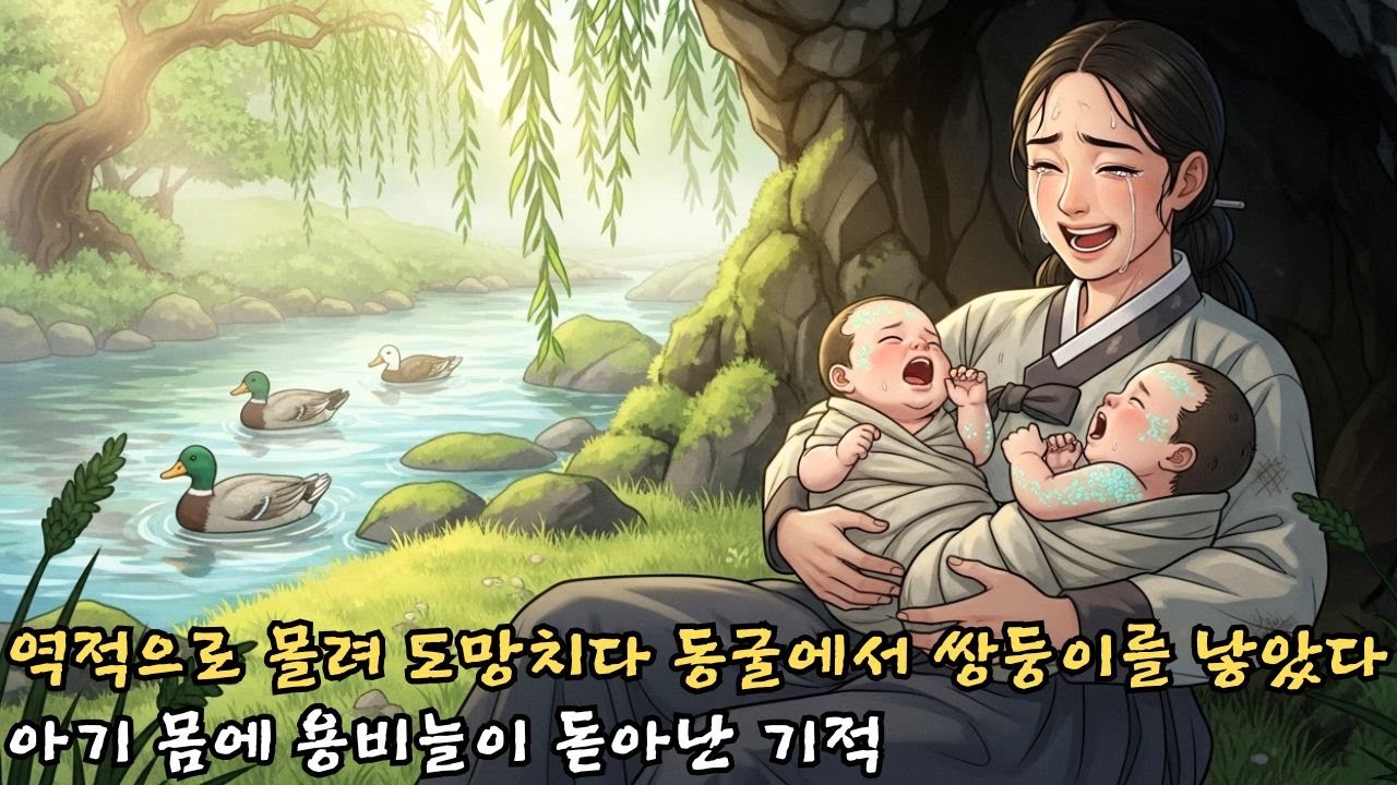 역적으로 몰려 도망치다 동굴에서 쌍둥이를 낳은 여인, 아기들 몸에 용비늘이 돋아나 있는 기적 | 야담 민담 전설 옛날이야기