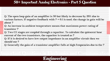 MCQ Questions Analog Electronics - Part 5 with Answers