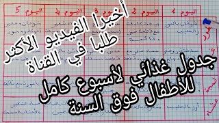 وجبات لأسبوع كامل للرضع فوق السنة | لن تحتاري بعد اليوم | فطور غذاء كوطي عشاء