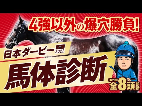 【日本ダービー 2022】４強以外の◎爆穴馬でいざ勝負！豪華８頭診断で世代の頂点を掴み取れ！某大手牧場の元スタッフが見抜くGI馬体診断！GIフォトパドック【競馬 予想】