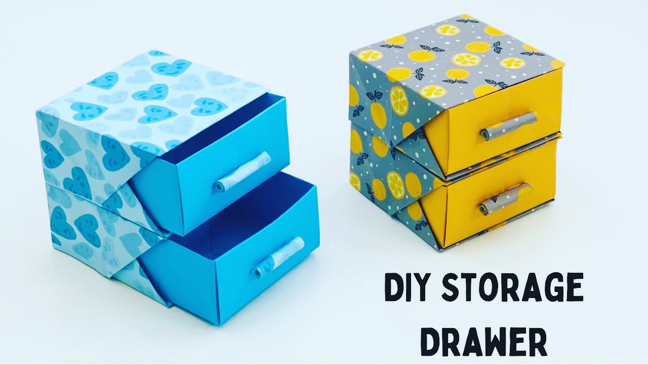 DIY MINI PAPER  DRAWERS  PAPER CRAFT SMALL ORIGAMI STORAGE BOX DIY  DESK ORGANIZER DRAWER