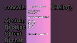 JavaScript Quiz Day 3 | Data Types Explained in Hindi | typeof Operator in JS | #shorts #js
