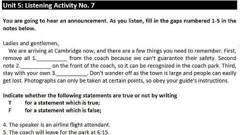 Unit 5: Listening Activity No.7