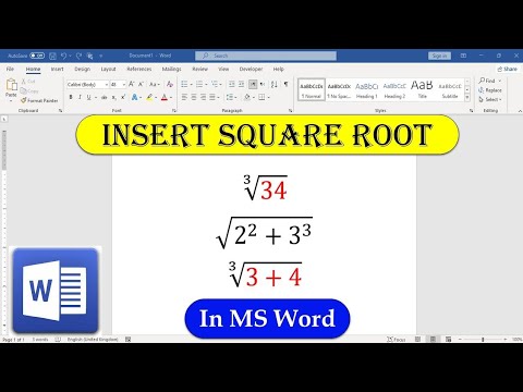 How to Type Square Root in MS Word.| Insert Square Root in MS Word ...