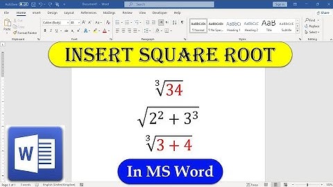 How to Type Square Root in MS Word.| Insert Square Root in MS Word.