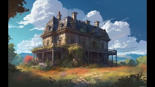 Cozy fantasy background -  abandoned mansion - anime style + Nature Sounds Ambience [4k]