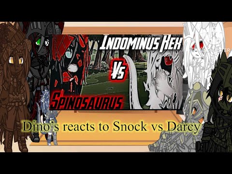 Dino’s reacts to Snock (Spinosaurus) vs Darcy (I-rex) by @Jurassickindgom