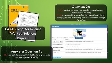 Q2a: GCSE Computer Science Paper 1: binary, denary and arithmetic shifts + answers to Q1c