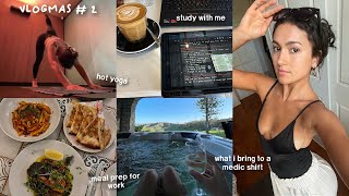 vlog: productive & busy day in my life | hot yoga, meal prep, balancing study & work (vlogmas ep 2)