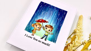 Little Love Scene  | Rainy background using Copic Markers