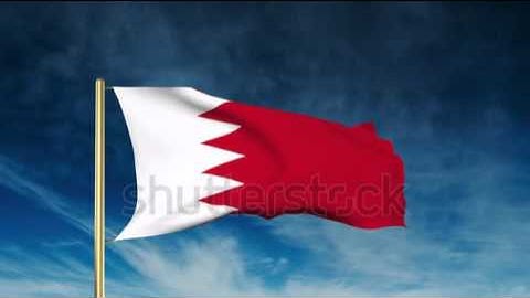 Bahrain flag slider style. Waving in the win with cloud background animation Stock video by