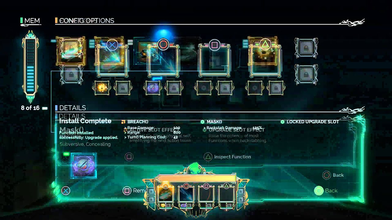 Transistor - Part 1: Upgrade Combine Functions: Crash + Load & Breach + Mask Gameplay Playstation 4