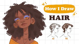 How I DRAW HAIR step by step | Mistakes & tips | Procreate sketch | 👽