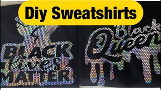 DIY  Sweatshirts with Cricut Holographic Sparkle Iron-On Mosaic