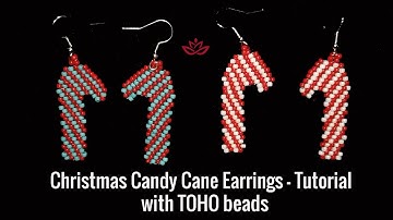 Candy Cane Earrings with Brick Stitch. Free pattern included #beebeecraft