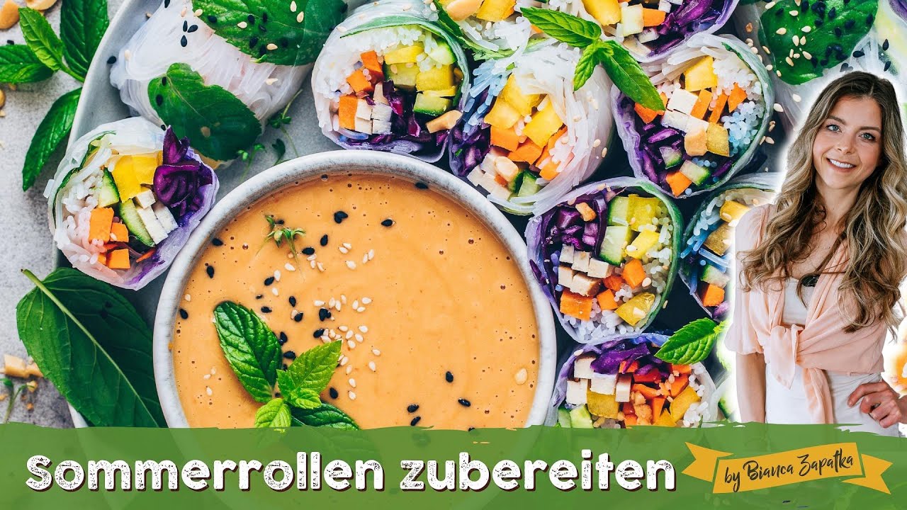 Sommerrollen mit Erdnuss-Sauce (Vegan ) Das Beste Rezept überhaupt ♡ Original von Bianca Zapatka ♡