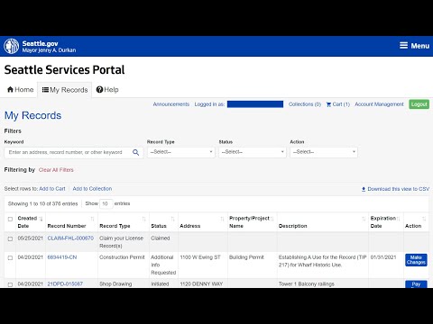 Seattle Services Portal - New My Records