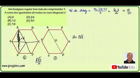 Como calcular o valor da diagonal de um hexágono?