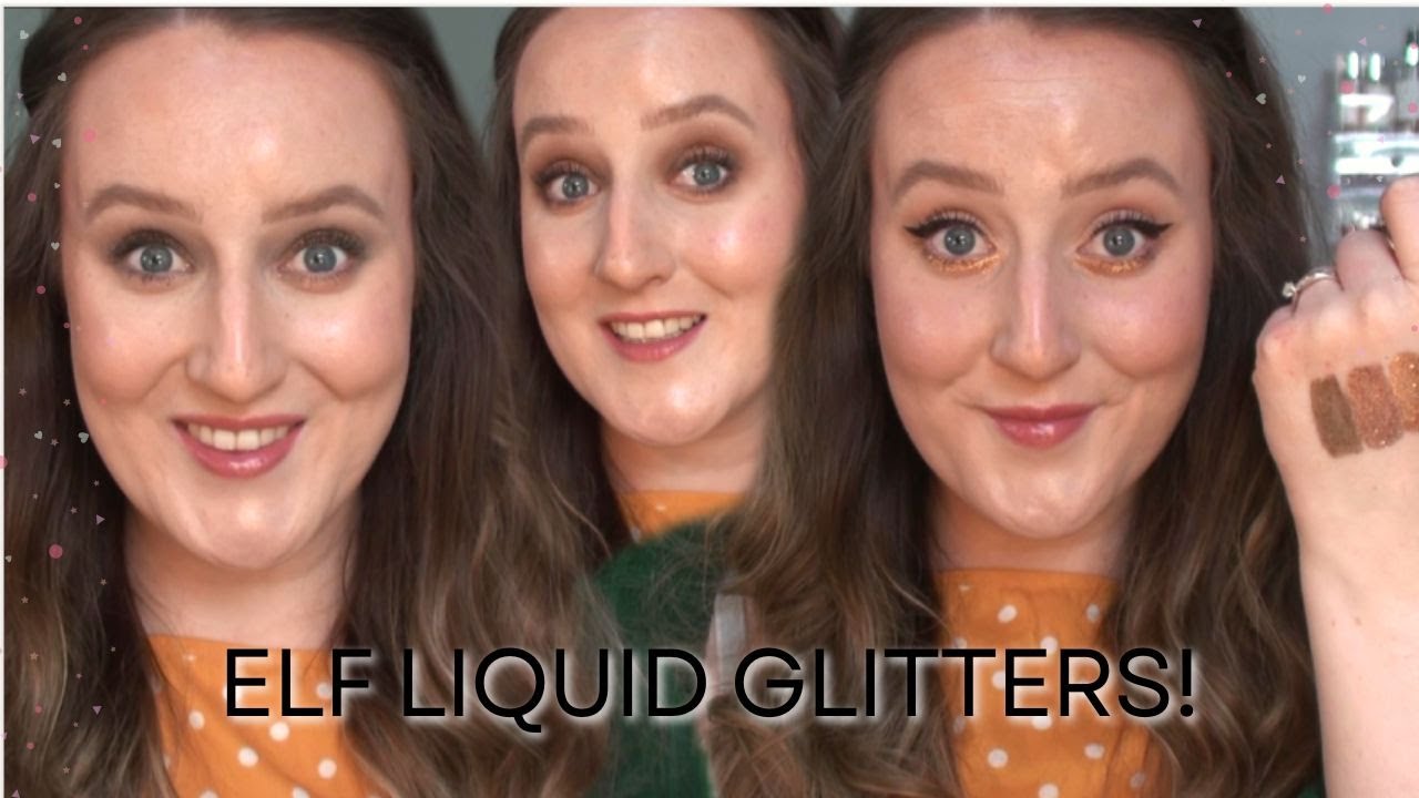 THREE LOOKS WITH ELF LIQUID GLITTERS! Dirty Martini Copper Pop And 24K Gold EASY Drugstore Makeup!