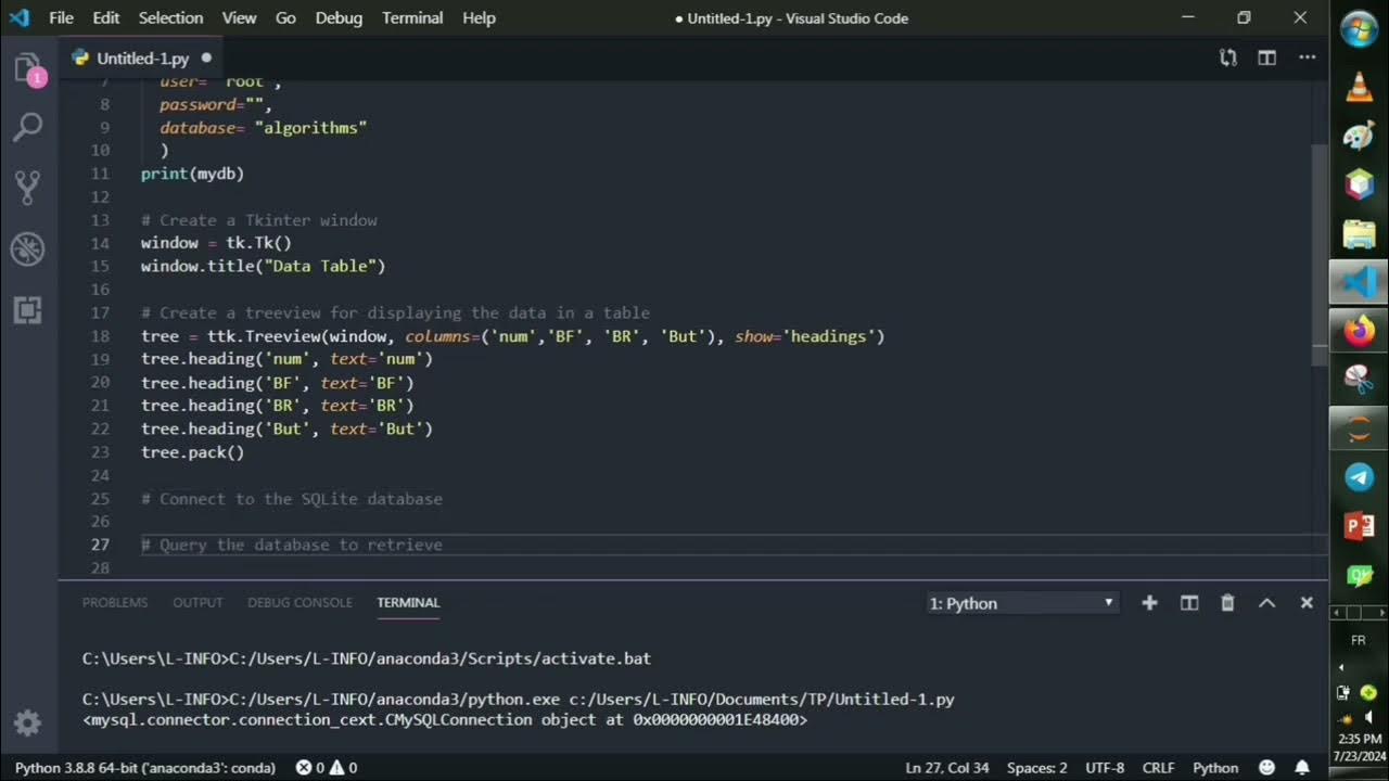 python: tkinter table -import content from database- - YouTube