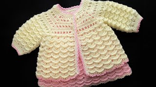 Easy crochet cardigan sweater, coat or jacket for baby girl EASY CROCHET PATTERN 03m + more sizes