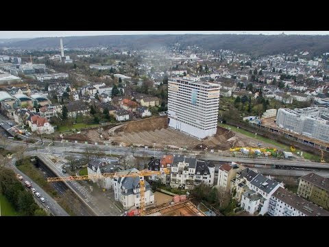 Sprengung des Bonn Center von der Drohne 4k