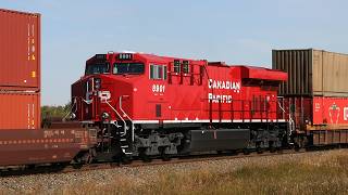 CP Rail - Brand New GE ES44AC locomotives on the Brooks sub in Gleichen, Alberta - Sept. 12, 2011.