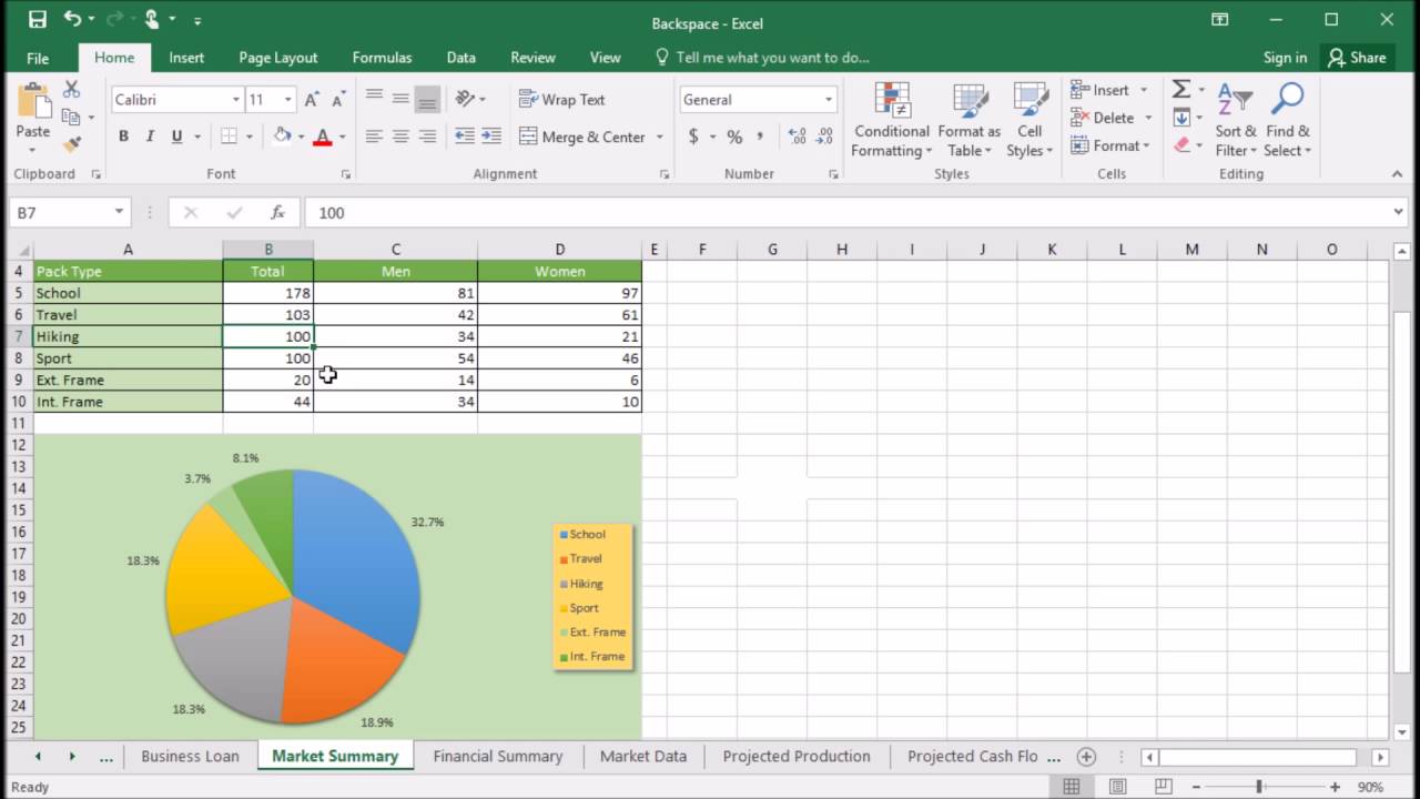 create pie chart in excel 2016