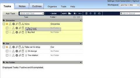 Toodledo Toosday Drag and Drop Subtasks