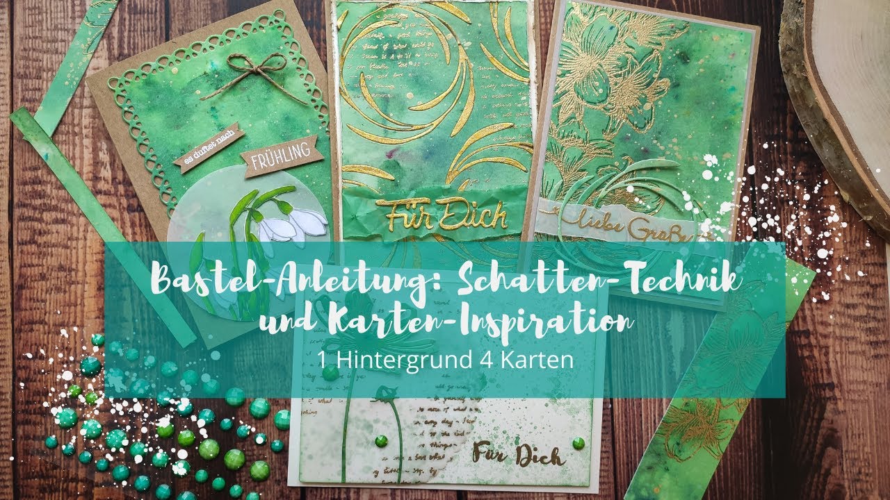 Bastel-Anleitung: Schatten-Technik | 1 Hintergrund 4 Karten | Bastel-Inspiration
