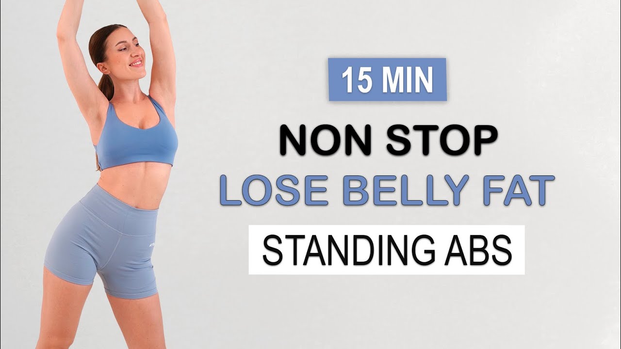 15 Min ALL STANDING CARDIO ABS Workout | Lose Belly Fat,  No Jumping, No Repeat, No Equipment