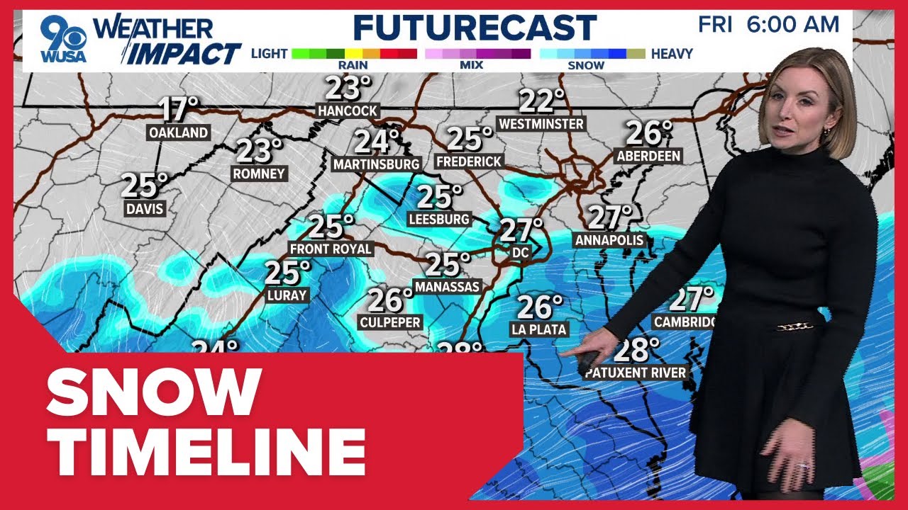 Snow hitting Washington DC area Friday | What to expect - YouTube