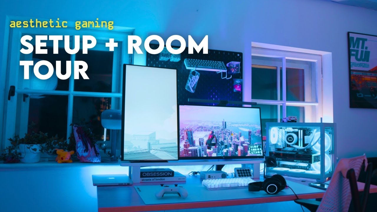 Setup aesthetic de doble monitor: room tour cozy