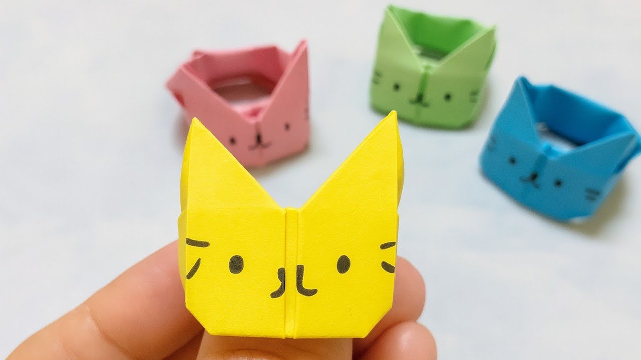 Paper Chain Cat Pattern How to Fold a Cute Cat Paper Ring (Easy Tutorial) - YouTube