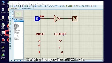 Verifying the operation of NOT Gate using Proteus