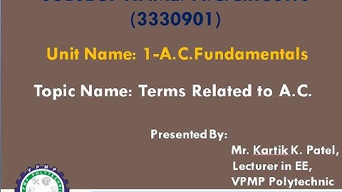 TERMS RELATED TO AC CIRCUIT | ACC | 3330901 | MR. KARTIK K. PATEL