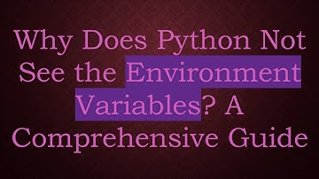 Why Does Python Not See the Environment Variables? A Comprehensive Guide