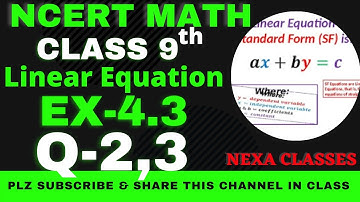 Ex-4.3 Q-2,3 | Chapter 4 | Linear Equation | Class 9th NCERT Math |