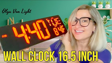 XREXS Large Digital Wall Clock WiFi Sync, 16 5 in Large Display Wall Clock with Temperature Date Wee