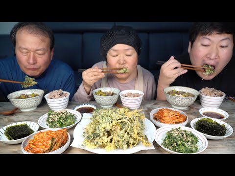 직접 캔 냉이로 만든 맛있는 된장찌개, 냉이무침, 냉이튀김 (Shepherd&#39;s purse Dishes) 요리&amp;먹방!! - Mukbang eating show