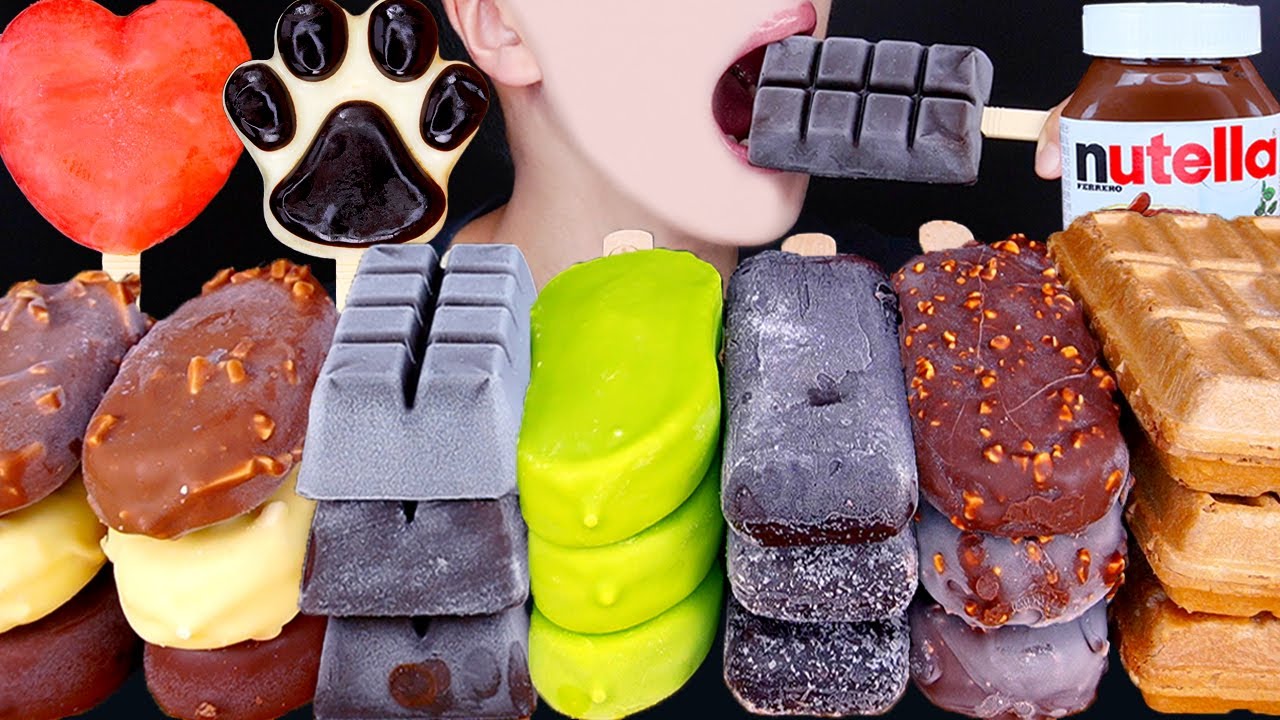 ASMR MAGNUM CHOCOLATE ICE CREAM NUTELLA DESSERT MUKBANG 초콜릿 아이스크림 먹방 チョコレートアイスクリーム 咀嚼音 EATING SOUNDS