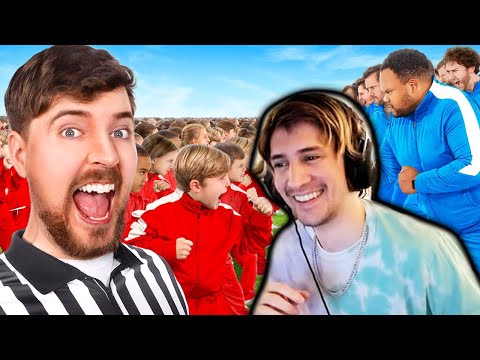 100 Kids Vs 100 Adults For $500,000 | xQc Reacts to MrBeast