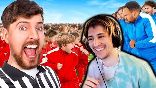 100 Kids Vs 100 Adults For $500,000 | xQc Reacts to MrBeast