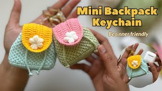 Crochet Mini Backpack Keychain 🎒 AirPod Case Free Pattern