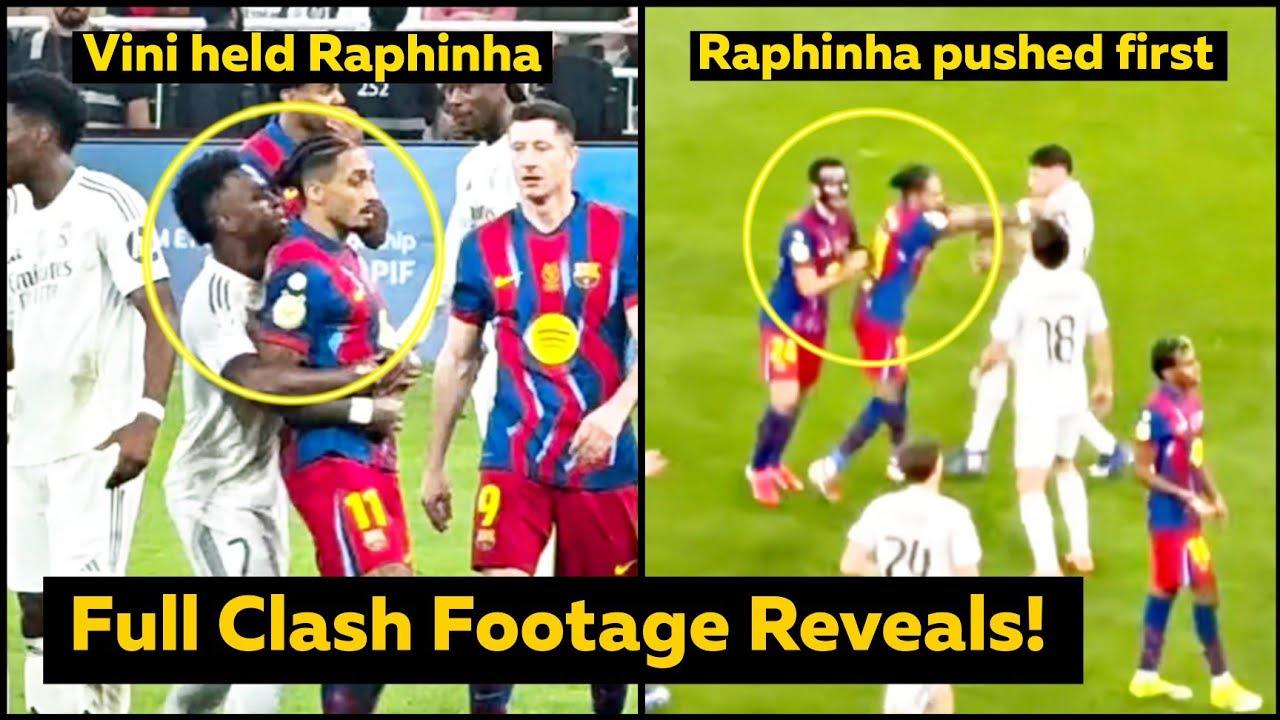 На видеозаписи видно, как Рафинья толкает Вальверде, пока Винисиус его удерживает в матче «Барсел...