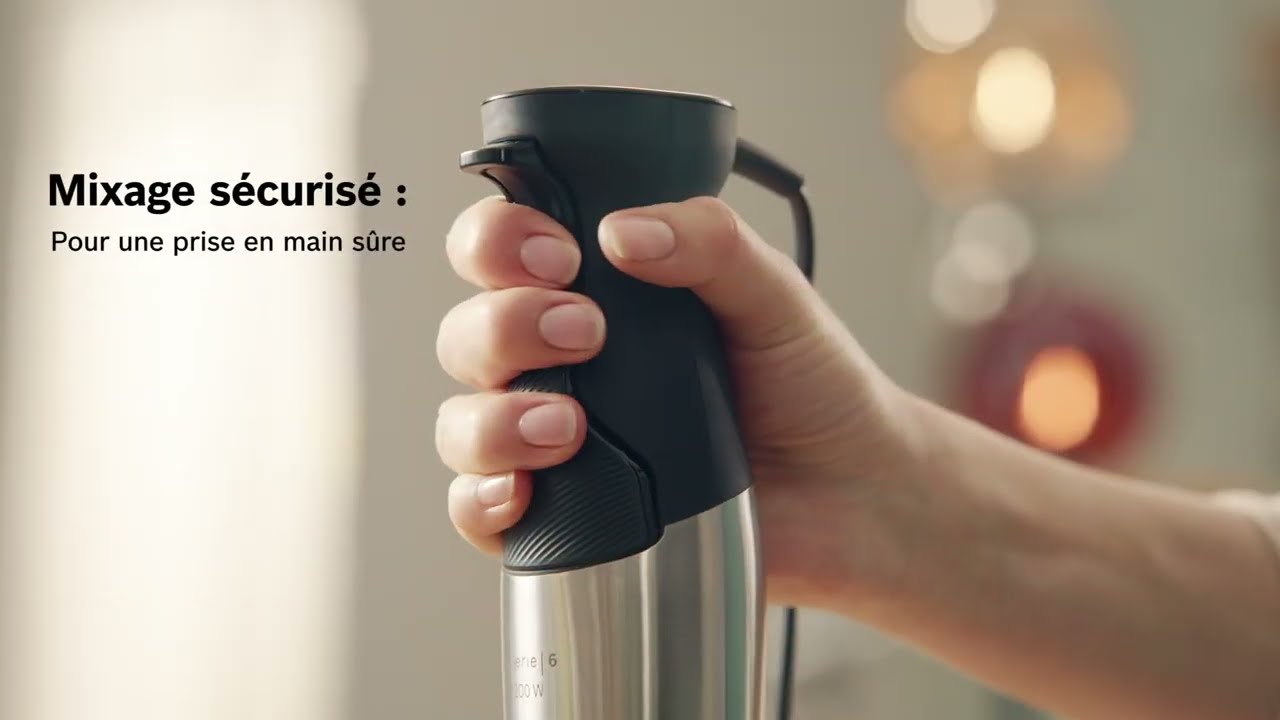 Bosch ErgoMaster Série 6 Mixeur Plongeant 1000W - QuattroBlade System Pro Avec Accessoires MSM6M673