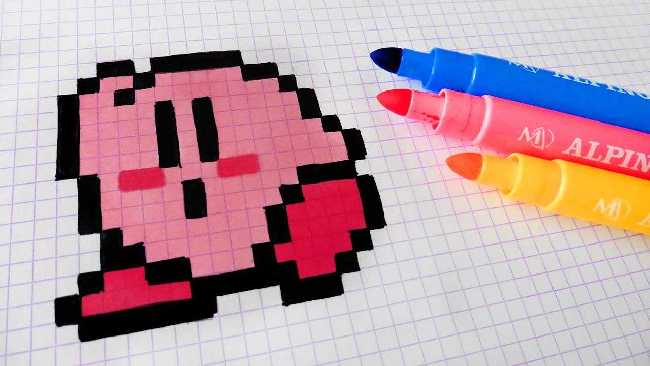 Handmade Pixel Art - How To Draw Kawaii Kirby #pixelart - YouTube